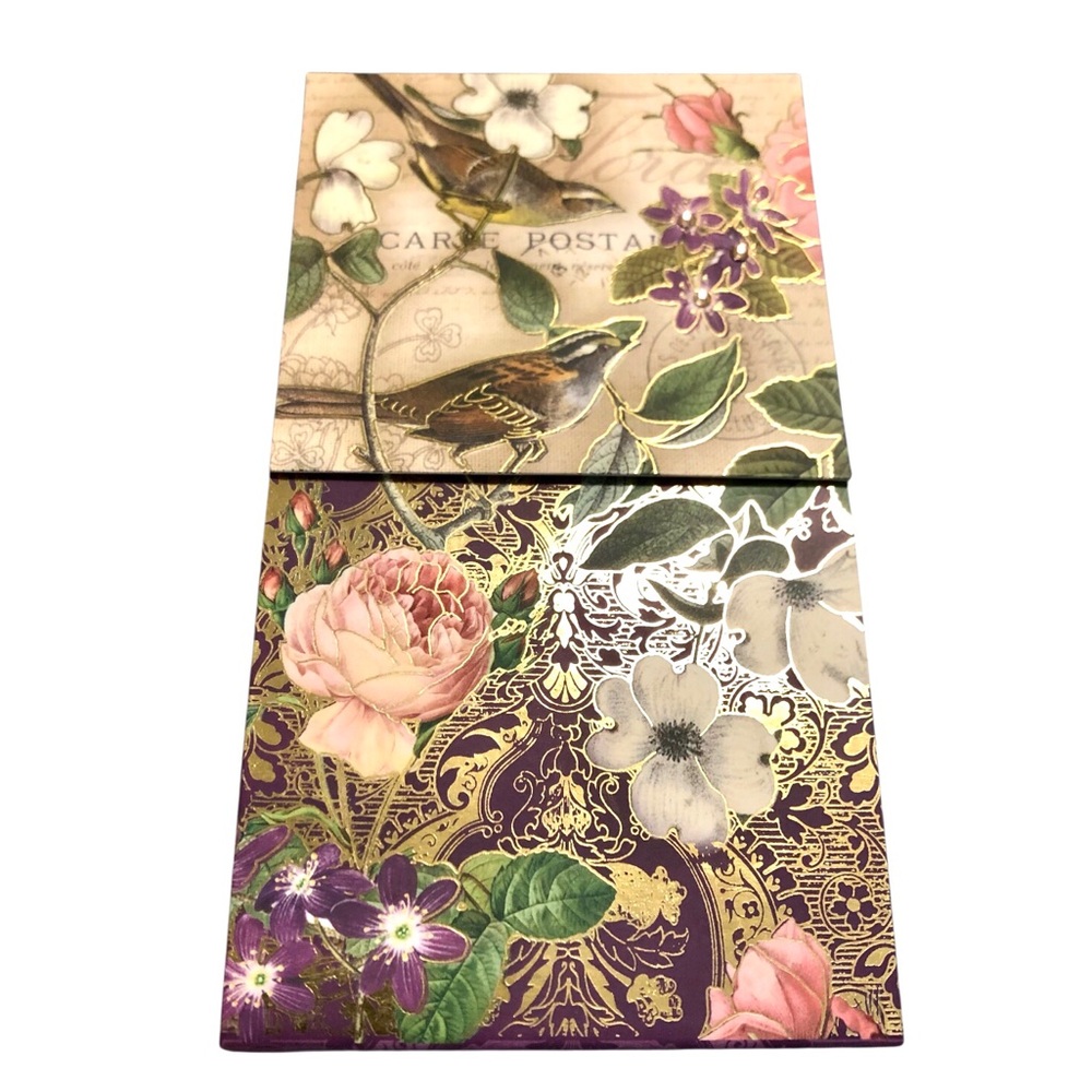 Punch Studio Embellished Long Notepad: Carte Postal Floral Bird (66572)